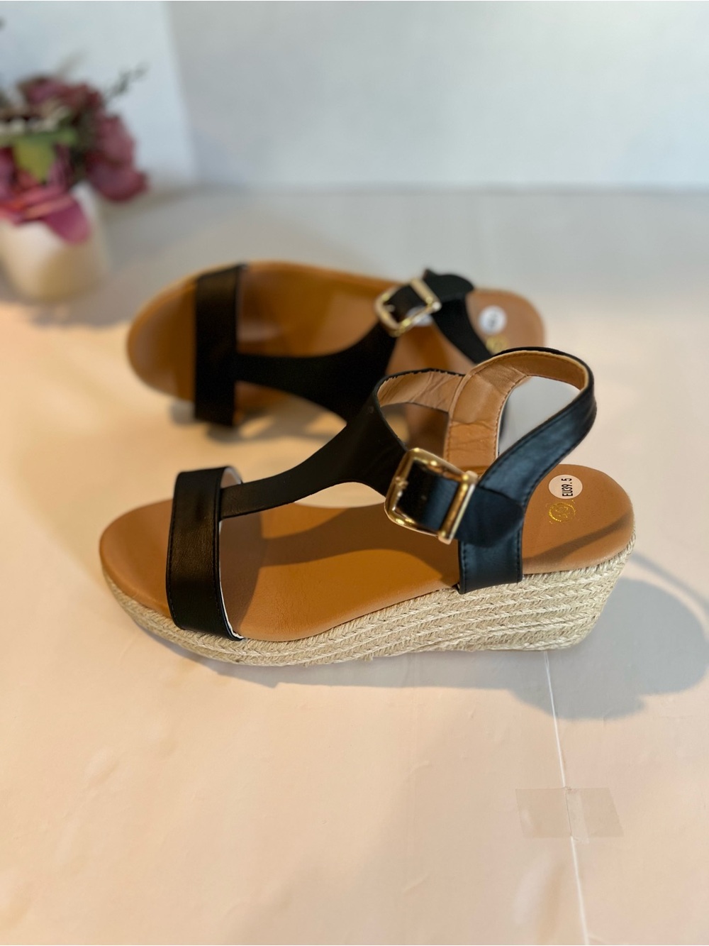New Women's Black Espadrille Wedge Sandals - Classic Summer Style - Sz 8.5/9
